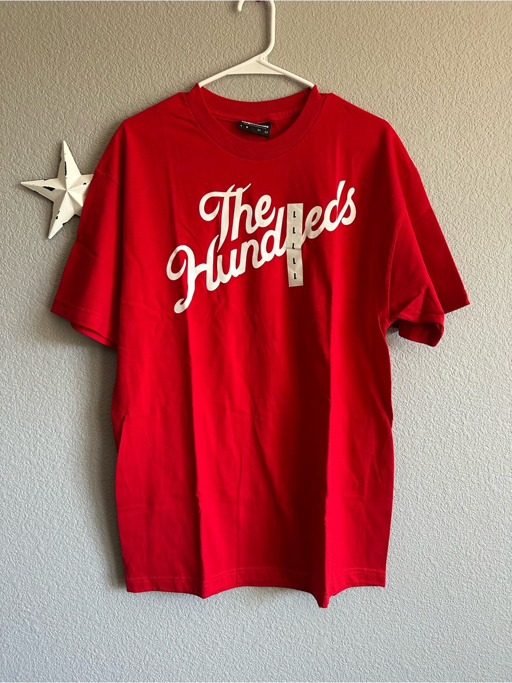 The Hundreds Red Tee with White Script Logo